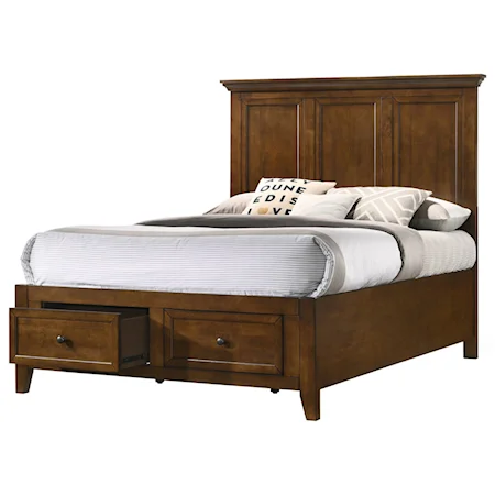 Transitional Youth Full Storage Panel Bed with 2 Footboard Drawers